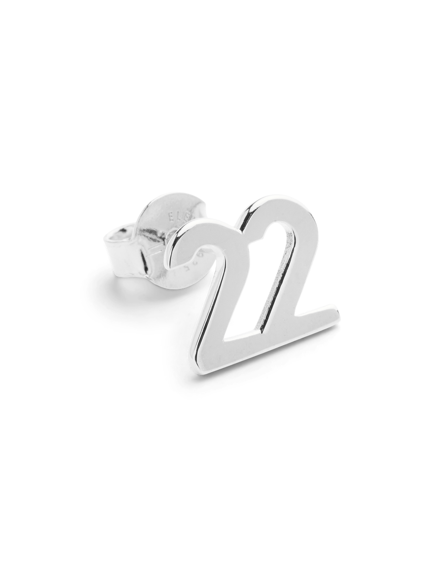 SMALL NUMBER STUDS SILVER - 22