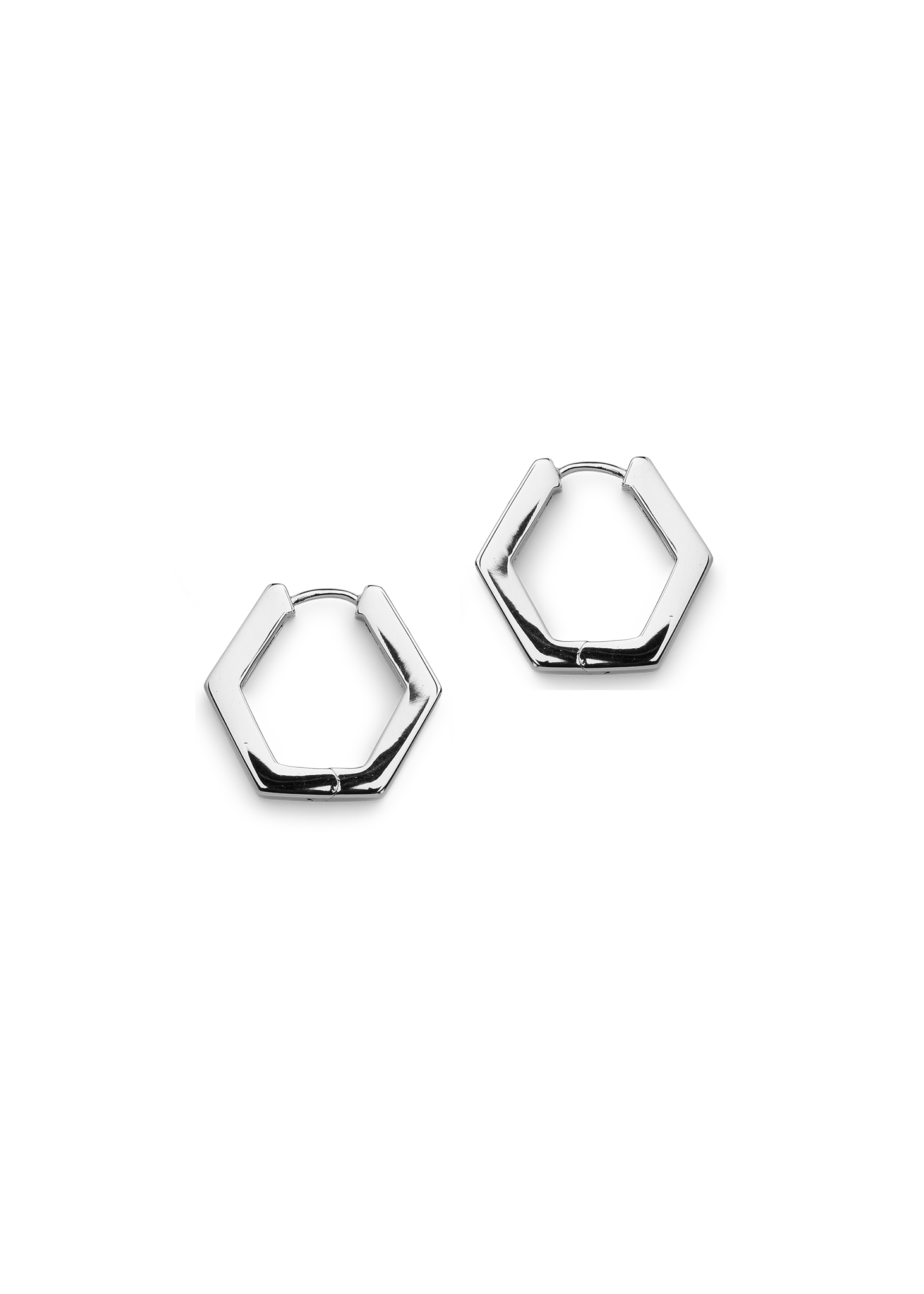 HEXAGON HOOPS SILVER L