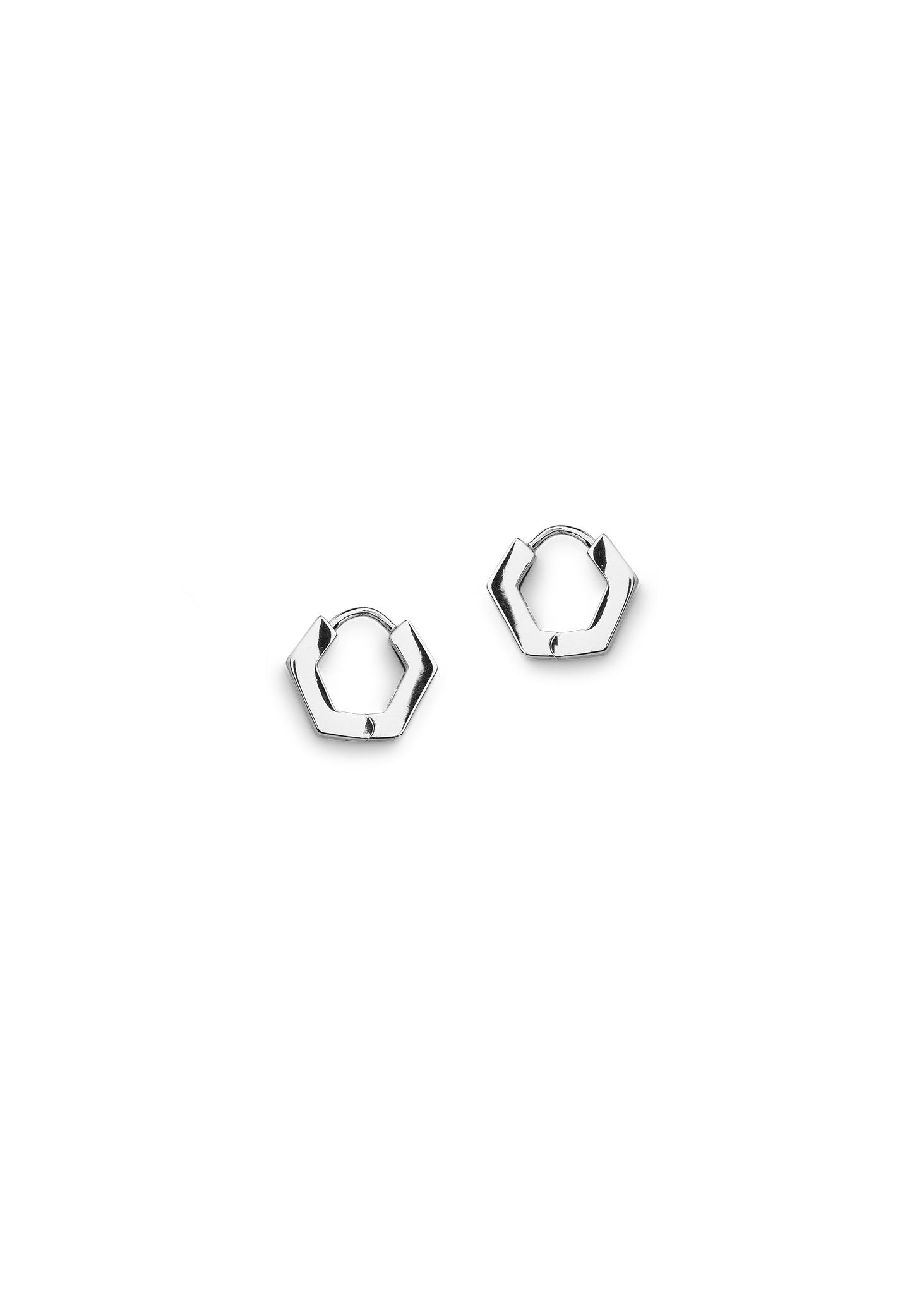 HEXAGON HOOPS SILVER S