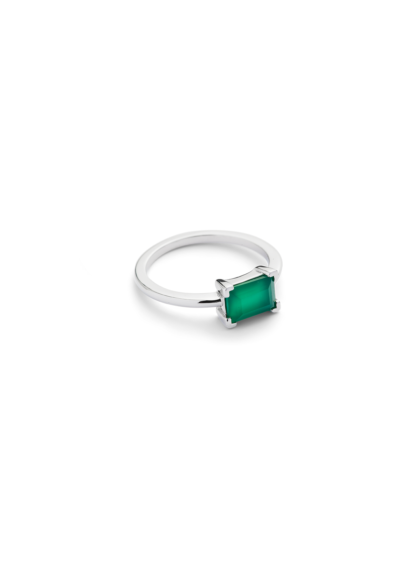 ZIP RING SILVER GREEN ONYX