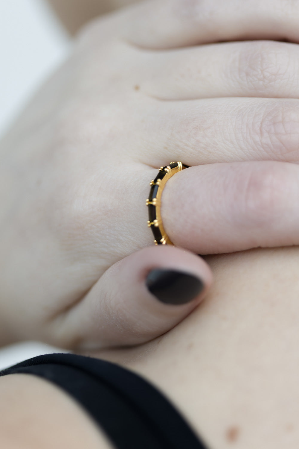 SHIFFER RING GOLD BLACK OBSIDIAN