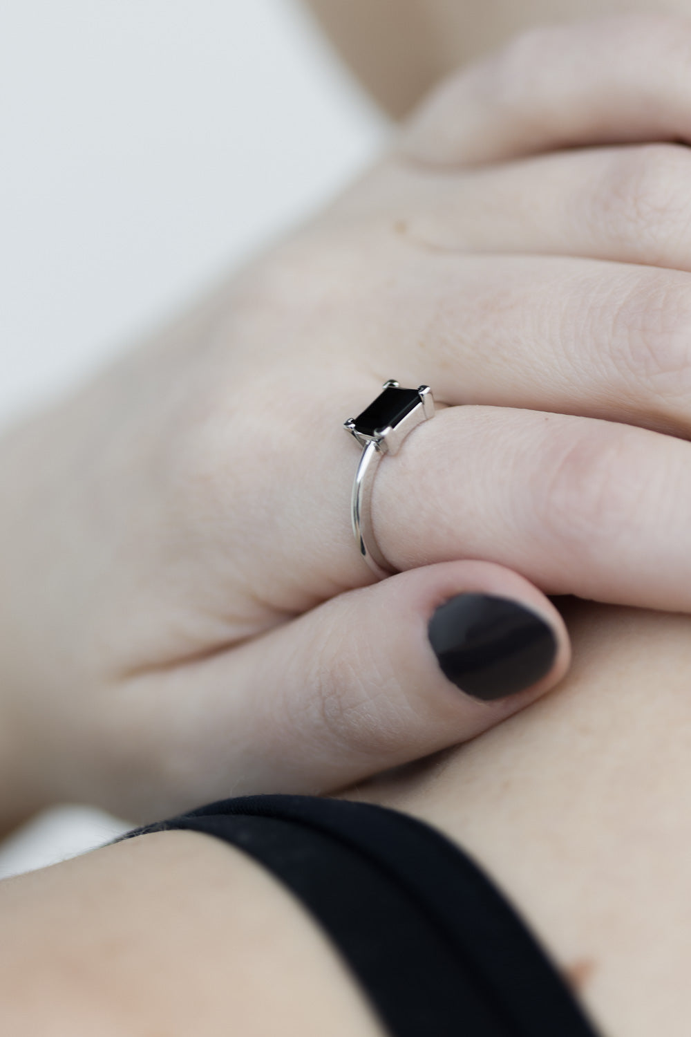 ZIP RING SILVER BLACK OBSIDIAN