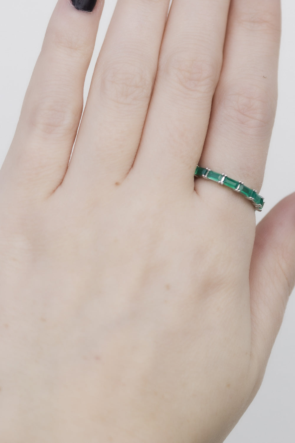 SHIFFER RING SILVER GREEN ONYX